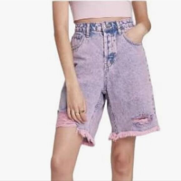 wild fable Pants - Wild Fable Pink Acid Wash High Rise Bermuda Jean Shorts